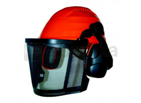 Capacete florestal, rede de arame de malha estreita, protetores auriculares de 26db flip-up e fita anti-suor. normas ce: en352, en397, en1731 9102360