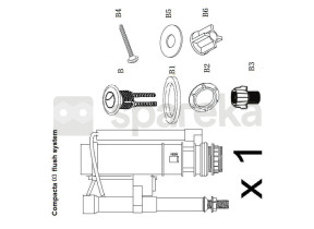 Conexão de água + parafuso de fixação entre o tanque e a sela 199COMPACT02